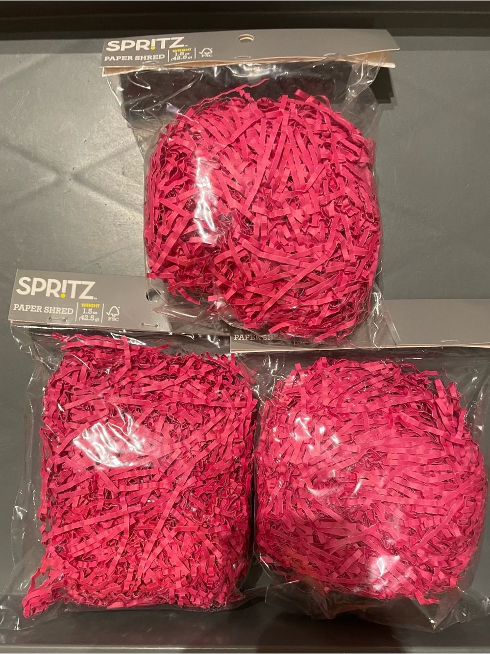 SPRITZ Hot Pink Paper Shred - Decorative Gift Filler (3 Pack) New